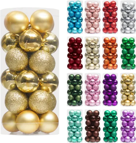 Vista 54 de XmasExp Juego de 24 mini esferas de Navidad inastillables para bolas de árbol de Navidad, 1.18 pulgadas (negro)