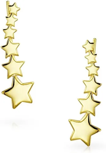 Vista 3 de Aretes de estrella fugaz patriótica de Estados Unidos para mujeres, adolescentes, chapados en oro de 14 quilates, plata de ley 925, Metal