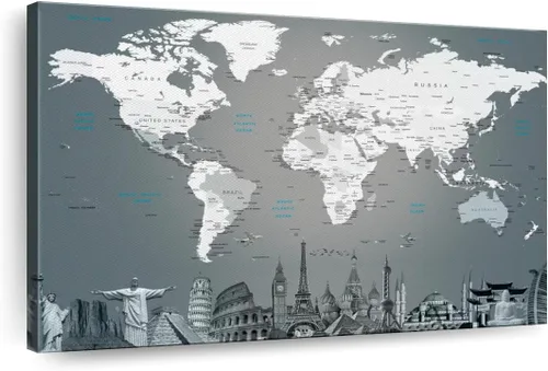 Vista 14 de ElephantStock Lienzo antiguo con mapa del mundo, 1 panel, decoración de mapa, decoración de pared impresa, mapas del mundo de arte digital para Mapa