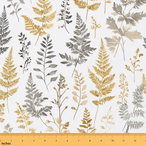 Vista 42 de Feelyou The Yard - Tela floral de hojas suave de 1 yarda para los amantes Beige y verde amarillo