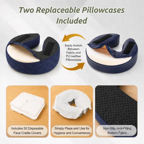 Vista 8 de Reposacabezas de masaje para cama, cuna ajustable para masaje facial en casa, kit de mesa de masaje portátil para colchón de dormir, almohada boca