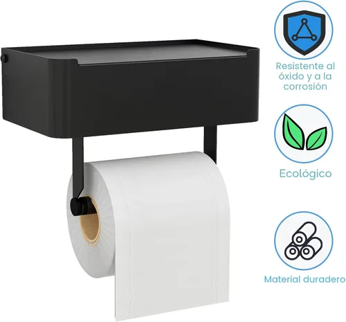 Vista 5 de JUYSON Soporte de papel higiénico con estante, dispensador de toallitas desechables para almacenamiento de toallitas de baño, mantiene tus toallitas