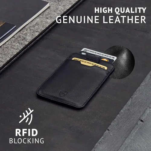 Vista 3 de Vaultskin CHELSEA - Cartera de piel delgada con bloqueo RFID para hombre, tarjetero minimalista con bolsillo frontal