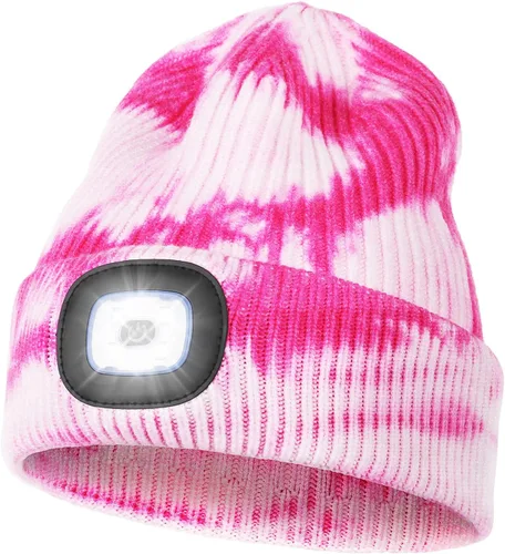 Vista 12 de MELASA Gorro unisex con luz, recargable por USB, manos libres, gorro LED, regalos de invierno para hombres Tinte amarillo albaricoque