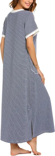Vista 4 de Ekouaer - Camisón largo y de manga corta para mujer