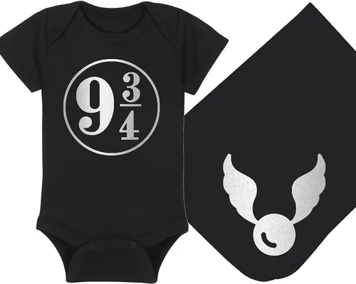 Vista 6 de Sombrero de bebé Wizard - Chosen One (tela negra - diseño dorado)