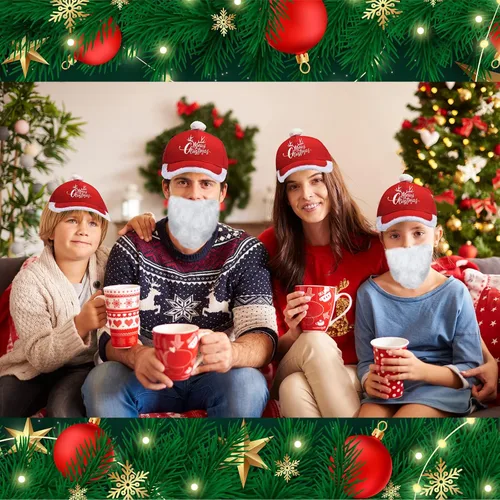 Vista 6 de Sombrero de béisbol de Papá Noel de Navidad, sombrero de disfraz de Papá Noel con pompón de piel mullida