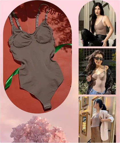 Vista 4 de SHAPERX - Body tipo faja moldeadora para mujer, con control de abdomen, sin costuras, para moldear la cintura, compresión del cuerpo