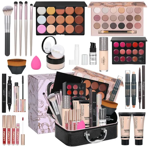 Vista 12 de Kit de maquillaje todo en uno para adolescentes, juego de regalo de maquillaje para mujeres, caja de regalo para las fiestas, paquete esencial