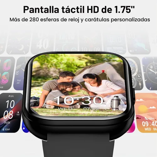 Vista 5 de Smart Watch with Call/Dial, Bluetooth Call, 1.75" HD Fitness Tracker, Black
