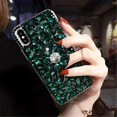 Vista 3 de Funda con función atril de diamantes para Moto G Pure, Moto G Power 2022, funda 3D hecha a mano con diamantes brillantes con purpurina para Motorola