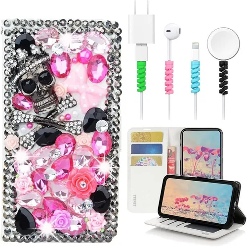 Vista 5 de Bling SSBLDwCPSeries-9 - Funda de piel con tapa y protector de cable, diseño 3D