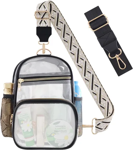 Vista 10 de Clear Bag Stadium Approved Events Concerts Sports Outdoors Water Bottle Holder,Clear Purse for Women Men Handbags