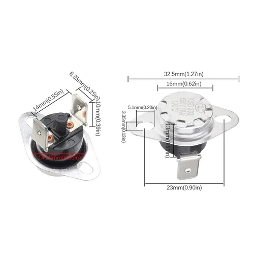 Vista 6 de 100PCS KSD301 KSD303 10A 45 150 C Degrees Celsius Manual Reset Thermostat Normally Closed Temperature Switch Temperature Control(100C)