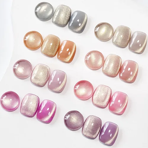 Vista 8 de MIZHSE Quick Dry Cat Eye Gel Nail Polish Set 4 Colors Long Lasting Silver Magnetic & Jelly Sheer Shades with Magnet Stick, High Shine Soak Off UV