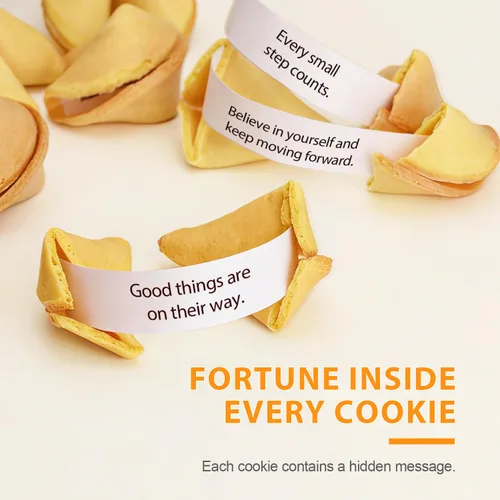 Vista 6 de Soeos Fortune Cookies, aproximadamente 48 unidades, sabor vainilla, galletas Fortune envueltas individualmente a granel, galletas crujientes