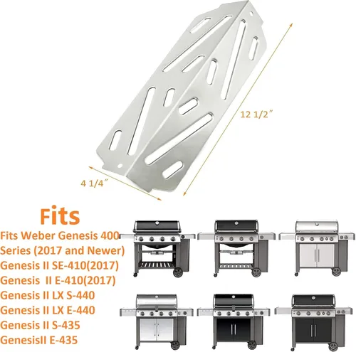 Vista 2 de HONSIN Deflectores de calor de acero inoxidable para Weber 66041 66686, para parrillas de gas Weber Genesis II E-410, E-415, E-435, Genesis II LX