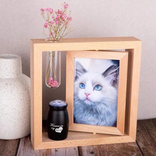 Vista 2 de Bivei Urnas pequeñas para cenizas humanas, urna personalizada de recuerdo con foto y texto para hombres y mujeres, mini urnas para adultos