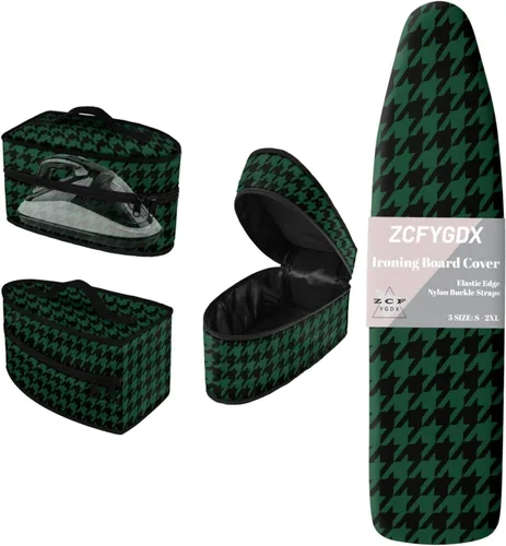 Vista 18 de Juego de funda para tabla de planchar 2 en 1 con correas de nailon y funda de hierro, funda protectora resistente a las manchas de 15 x 48 pulgadas
