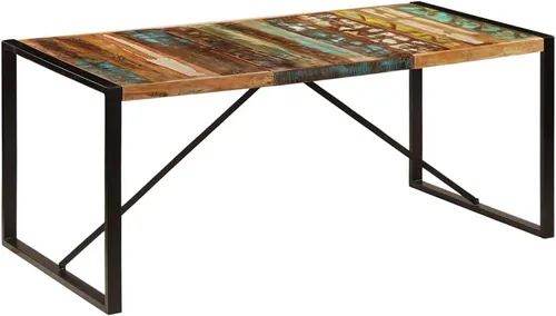 Vista 13 de Mesa de comedor de madera maciza de Sheesham, forma rectangular, 47.2 pulgadas, acabado pulido marrón con patas de metal para cocina y comedor