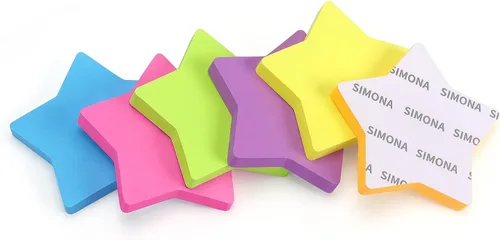 Vista 8 de SIMONA - Notas adhesivas en forma de estrella de 6 colores brillantes, bloc de 75 hojas autoadhesivas (6 blocs)