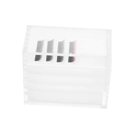 Vista 9 de Estuche transparente de 5 capas para pestañas postizas con paletas de pegamento y soportes para injertos, compacto, apilable, caja de almacenamiento