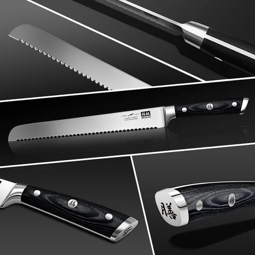 Vista 3 de SHAN ZU - Cuchillo para pan de 10" - Cuchillo profesional de rebanar masa madre, hoja serrada de acero inoxidable alemán 1.4116, mango ergonómico