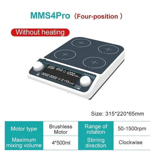 Vista 2 de LAB Stirrer, Multiple Magnetic Stirrer Digital Laboratory Mixer Four-Station 500ml*4(MS-10L)
