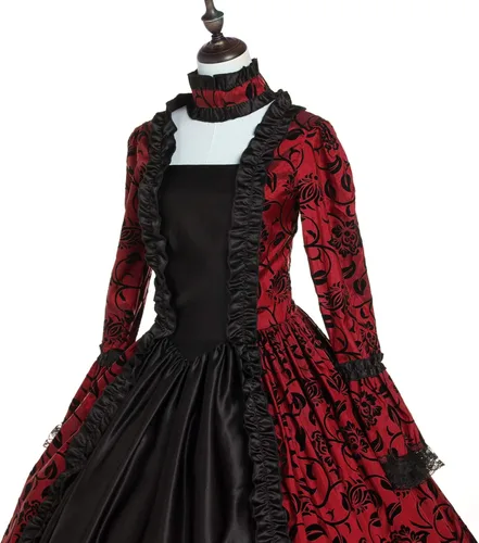 Vista 6 de CountryWomen 18th Century Women's Rococo Ball Gown Printing Costumes Long Gothic Victorian Dress Masquerade Theme Dresses
