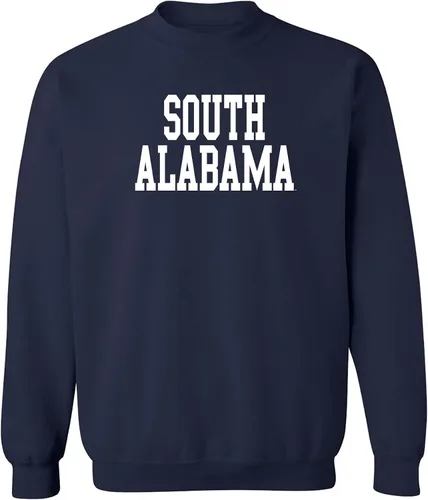 Vista 45 de UGP Campus Apparel NCAA Bloque Básico, Cuello Redondo Color del Equipo, Colegio, Universidad Cremalleras Akron Navy