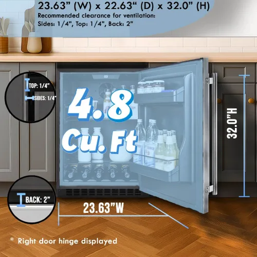 Vista 4 de Summit - Refrigerador empotrado de 24 pulgadas, acero inoxidable - AL54LHD