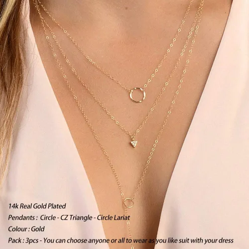 Vista 2 de Turandoss - Collares chapados en oro de 14 quilates para mujer, hechos a mano con múltiples capas de perlas de barra, moneda de disco, luna