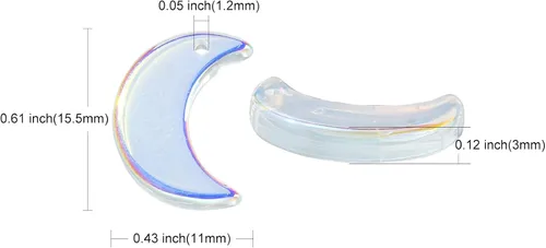 Vista 2 de Ipotkitt 100 dijes acrílicos de luna coloridos con temática celestial, mini cuentas de luna creciente para accesorios de fabricación de joyas