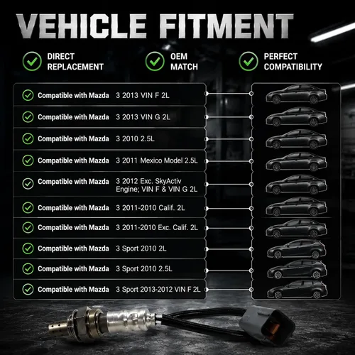 Vista 3 de 75-4398 24458 Sensor de oxígeno posterior compatible con Mazda 3, Mazda 3 Sport 2010 2011 2012 2013 2.0L 2.5L Sensor O2 posterior