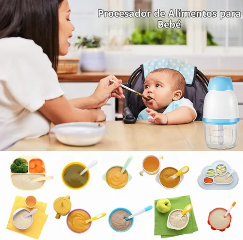 Vista 5 de Fabricante de alimentos para bebés, procesador de alimentos inalámbrico Azul