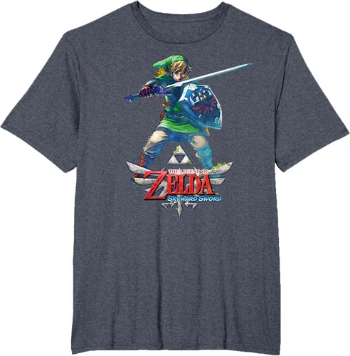 Vista 21 de Camiseta Nintendo Zelda Skyward Sword Link Ready for Battle Negro