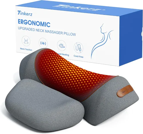 Vista 9 de Almohada masajeadora de cuello inalámbrica 3 en 1 con calor, vibración y Negro
