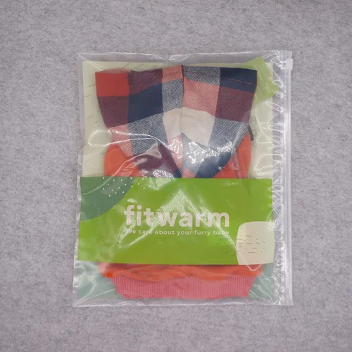 Vista 8 de Fitwarm - Chaleco de algodón para perros y gatos, diseño a cuadros con capucha (naranja, XS)