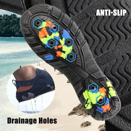 Vista 4 de Zapatos de agua para mujeres y hombres, de secado rápido, descalzo, para playa, natación, deportes, senderismo, buceo, surf, 1-carbon Black