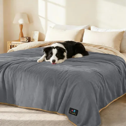 Vista 29 de Cobija impermeable para mascotas, a prueba de líquidos y orina, para sofá, cama, sillón, reversible, vellón, forro polar, protector de muebles