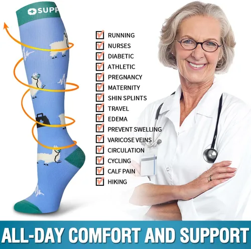 Vista 88 de Bluemaple 6 Pack Copper Compression Socks for Women and Men Circulation-Best Support for Medical, Running,Nursing,Athletic