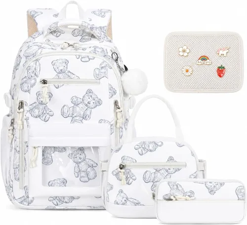 Vista 17 de 4PCS Girls Backpack Pin Display Ita Bag with Lunch Box B-negro Bloom