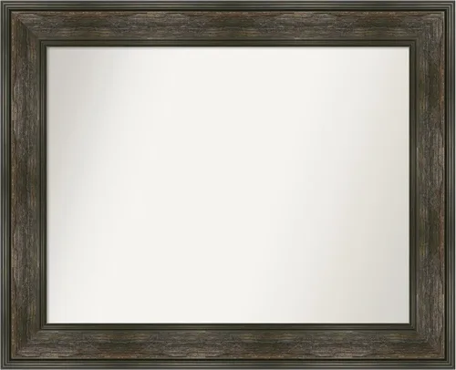 Vista 240 de Amanti Art Espejo de baño marrón para sobre fregadero, 26 x 26 pulgadas, espejo de tocador cuadrado marrón rústico Alexandria, marco de madera