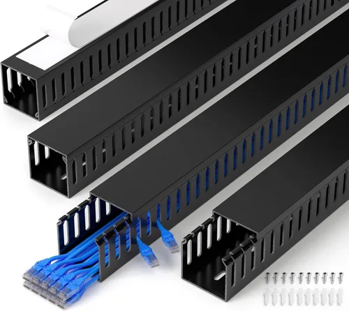 Vista 11 de ZhiYo Canaleta de gestión de cables para rack de servidores de 1.4 pulgadas de alto x 1.6 pulgadas de ancho, kit de conductos de cable de 12 pies