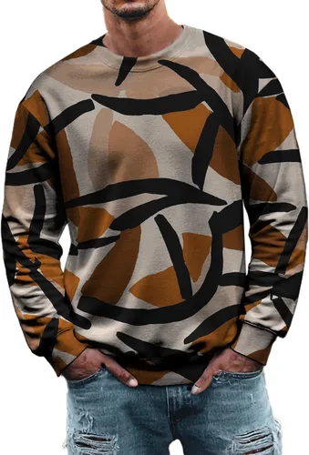 Vista 19 de MARSVOVO Sudadera para hombre 2025 para otoño e invierno, cuello redondo, básica, holgada, cómoda, cálida, moderna, casual, estampado, sin botones