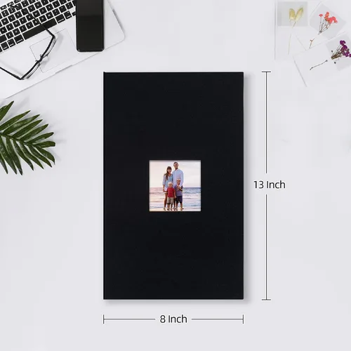 Vista 2 de Mublalbum Álbum de fotos pequeño de 4 x 6 pulgadas, 300 fotos, cubierta de lino, libro de fotos con bolsillos horizontales para boda, aniversario