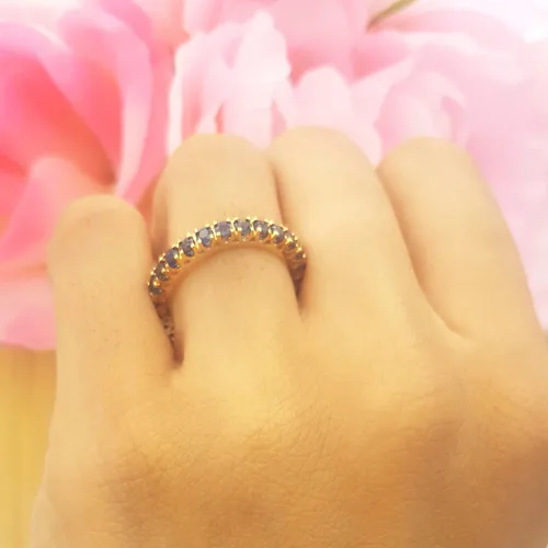 Vista 5 de 1.80 quilates (ctw) 14K oro redondo azul zafiro señoras eternidad anillo de boda 1 34 CT