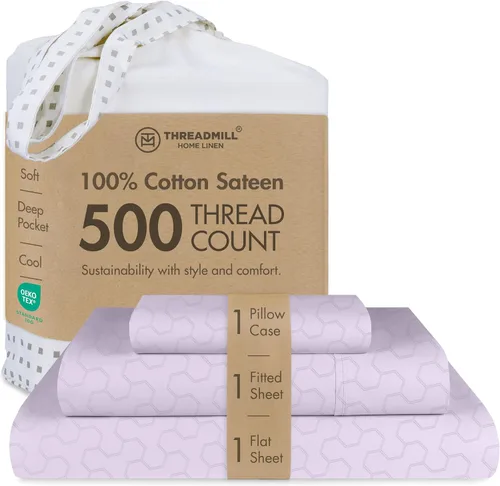 Vista 38 de Threadmill - Sábanas de algodón de lujo para hotel, tamaño King, 100% algodón, 500 hilos con bolsillo profundo, ajuste cómodo, suaves y frescas