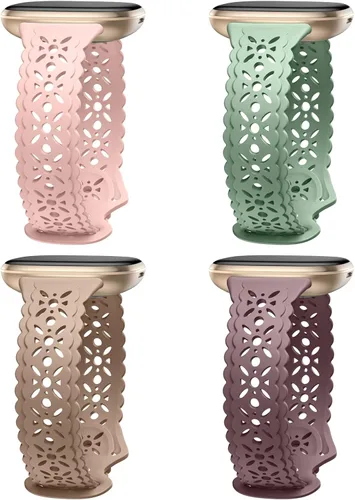 Vista 11 de Dirrelo Paquete de 4 bandas de encaje de silicona compatibles con bandas de Fitbit Sense/Bandas de Fitbit Versa 3 para mujer/Bandas de Fitbit Versa