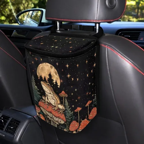 Vista 11 de Talayituse Cubo de basura portátil con estampado de camuflaje de bandera estadounidense, accesorios interiores de vehículos multifuncionales